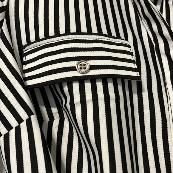 Black and white striped button down dress - Picture 2 of 3